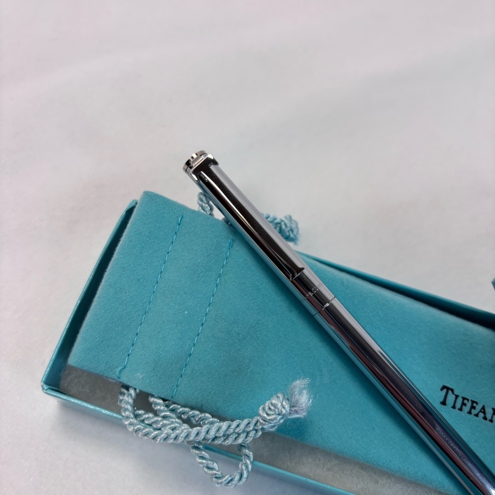Vintage TIFFANY & CO. Sterling Silver Black Fine Point Pen w/ T Clip - Picture 3 of 5